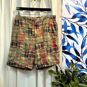 Men’s Roundtree & Yorke 100% Cotton Madras Shorts Size 34